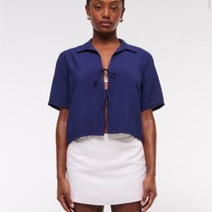 Abercrombie & Fitch Tie Front Top Navy XL Short sleeve flowy trendy lightweight